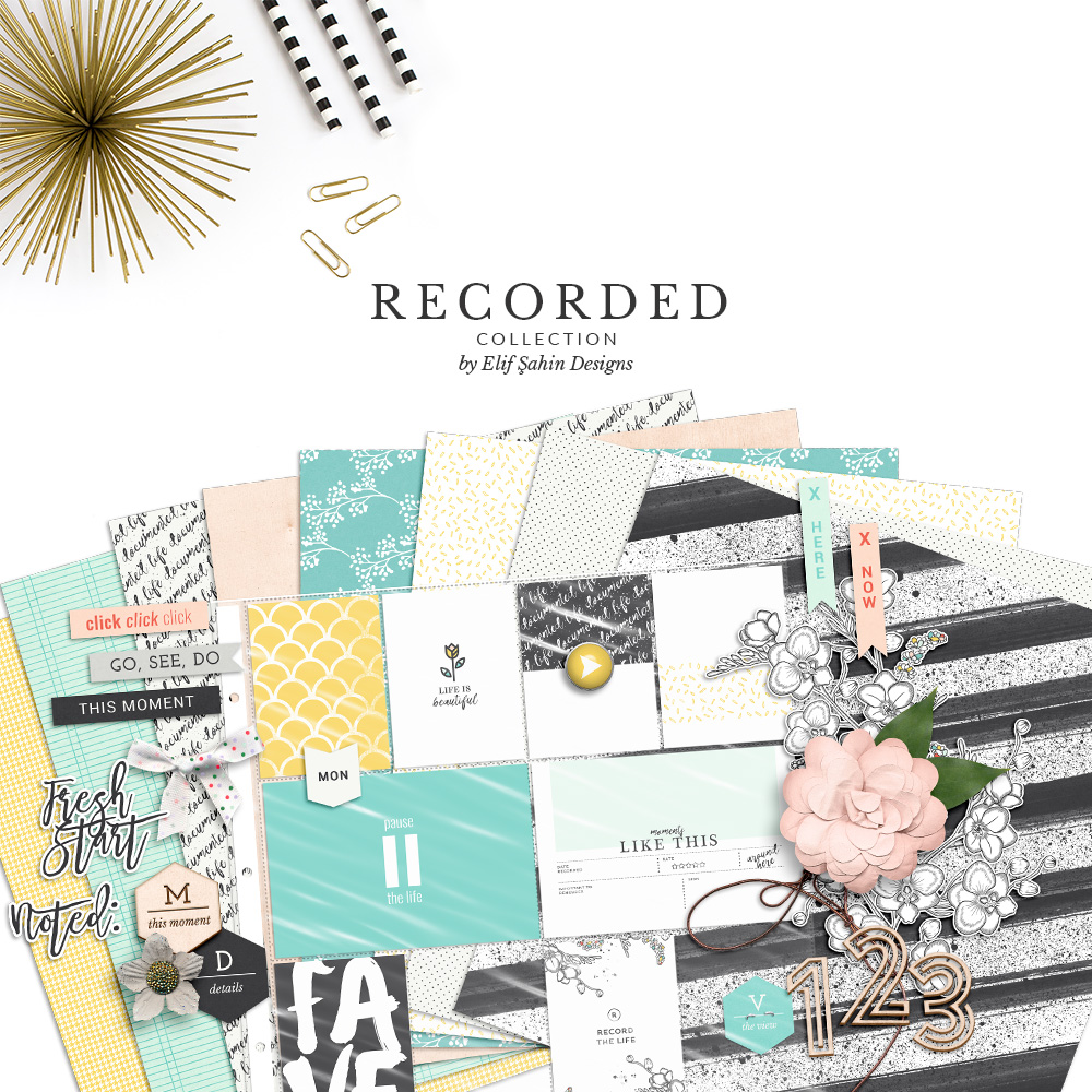 Recorded Digital Scrapbook Collection by Sahin Designs. Click to download the kit. Pin & save for later!