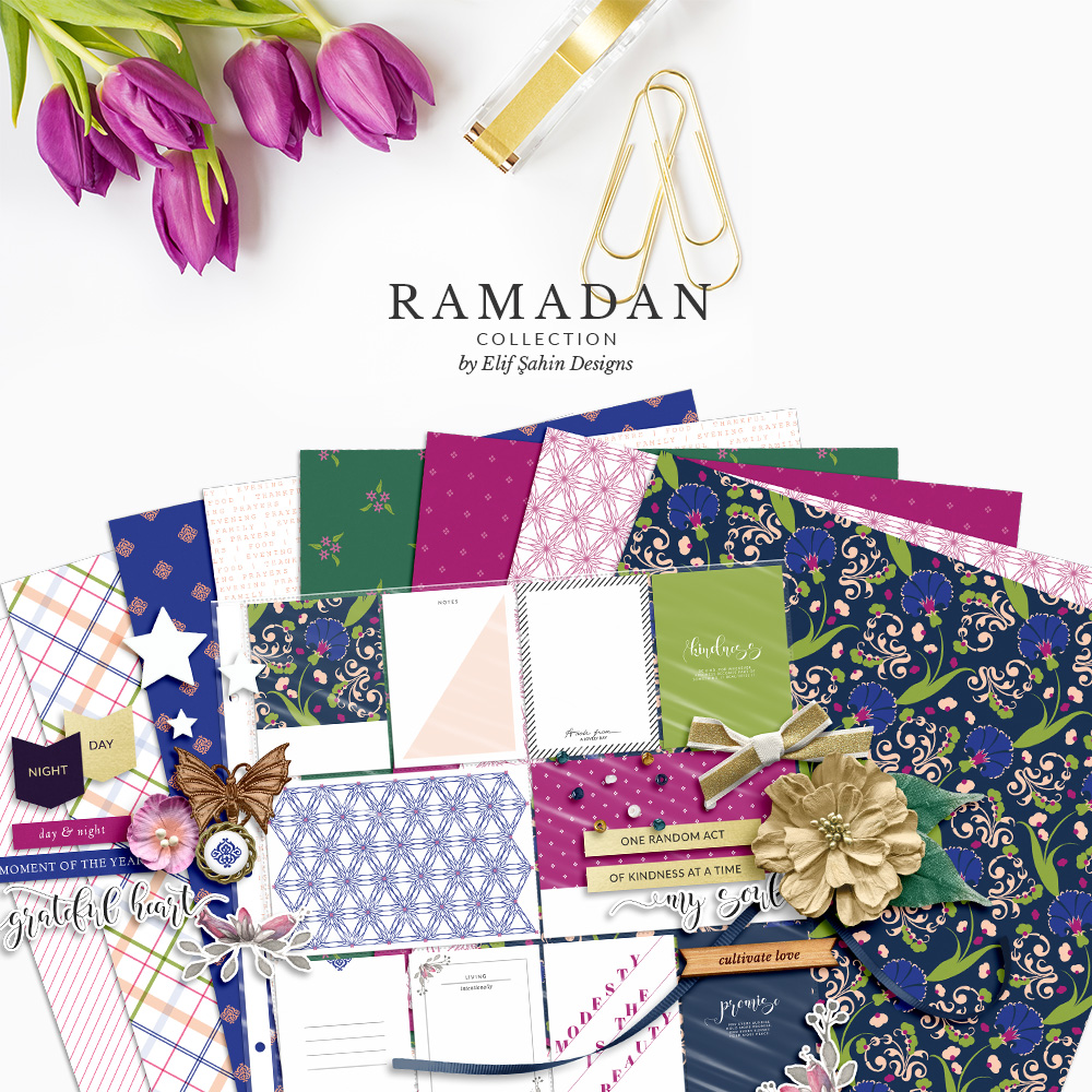 Ramadan Digital Scrapbook Collection by Sahin Designs. Click to download the kit. Pin & save for later!