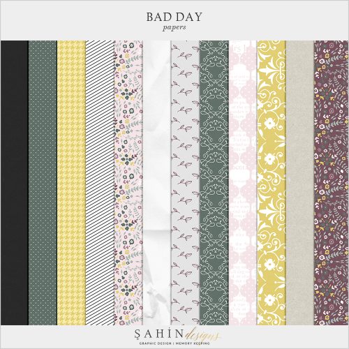 Bad Day Digital Scrapbook Papers by Sahin Designs. Click to download the kit. Pin & save for later!