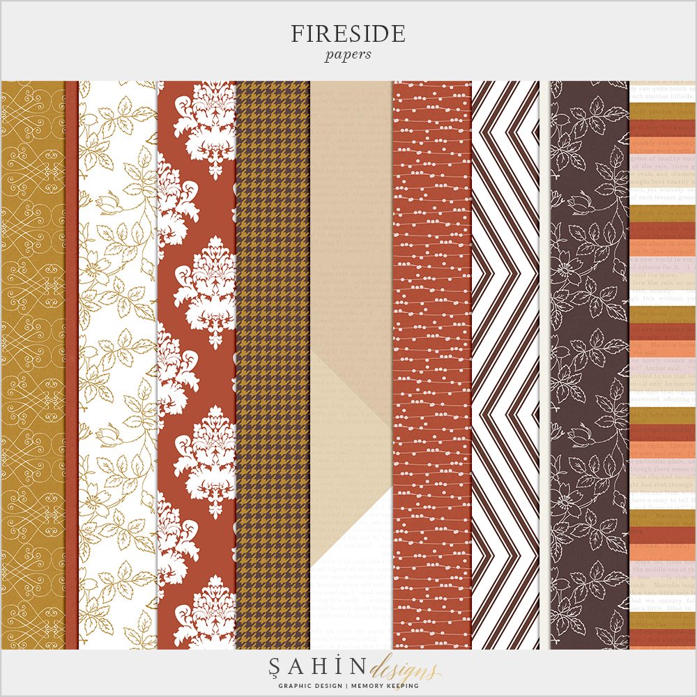 Fireside Digital Scrapbook Papers by Sahin Designs. Click to download the kit. Pin & save for later!