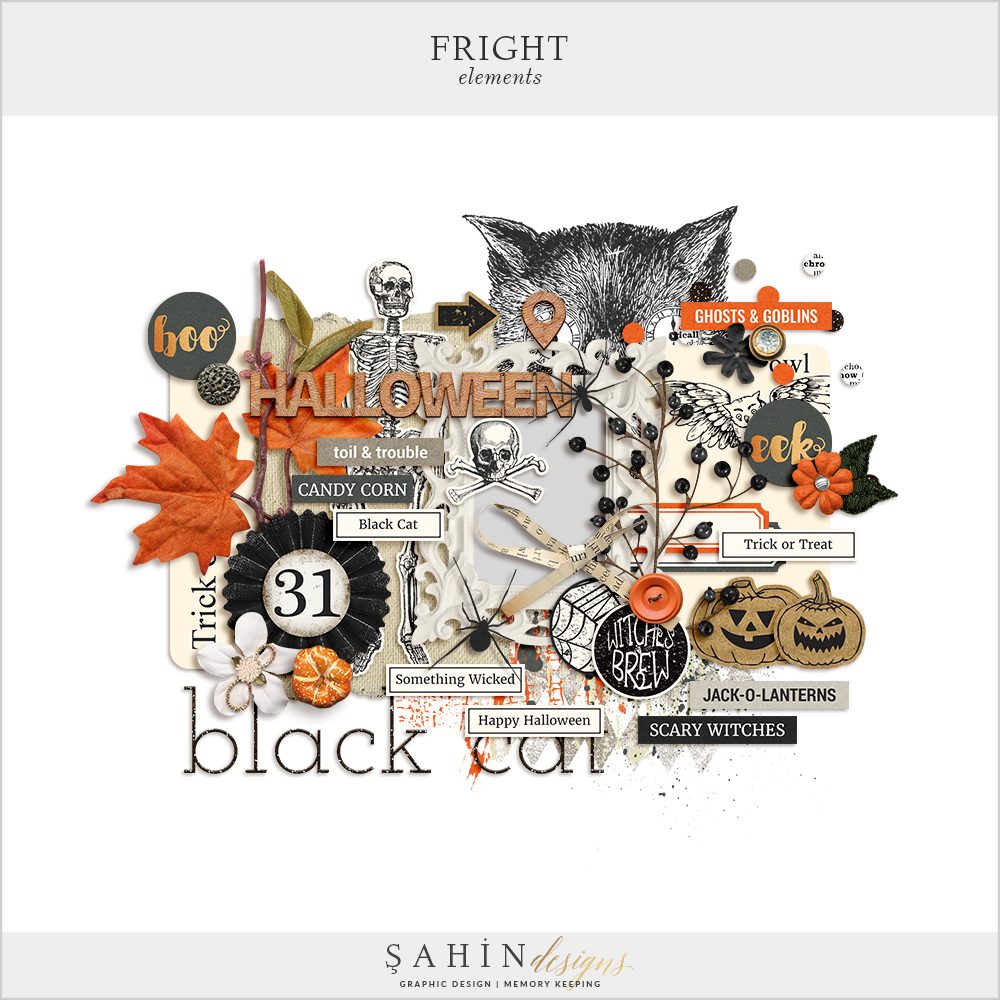 Fright Digital Scrapbook Elements by Sahin Designs.