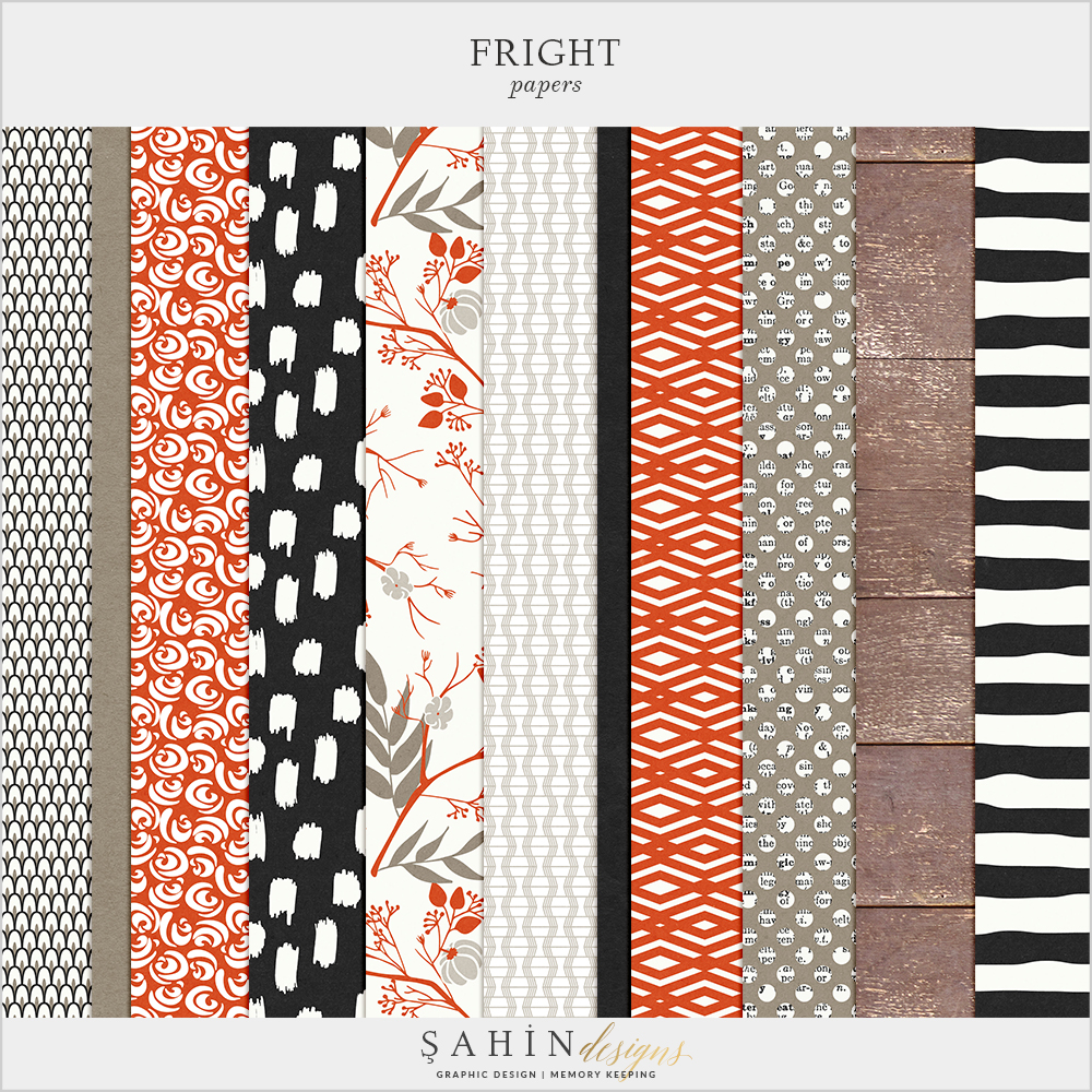 Fright Digital Scrapbook Papers by Sahin Designs.