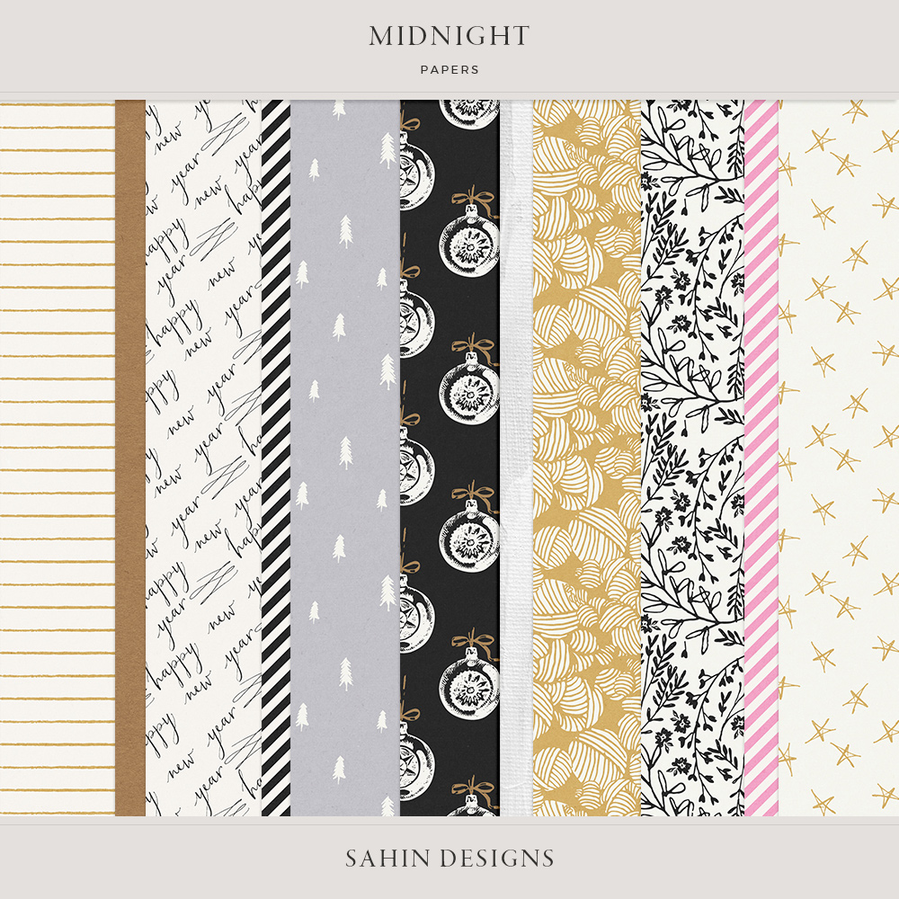 Midnight Digital Scrapbook Papers - Sahin Designs