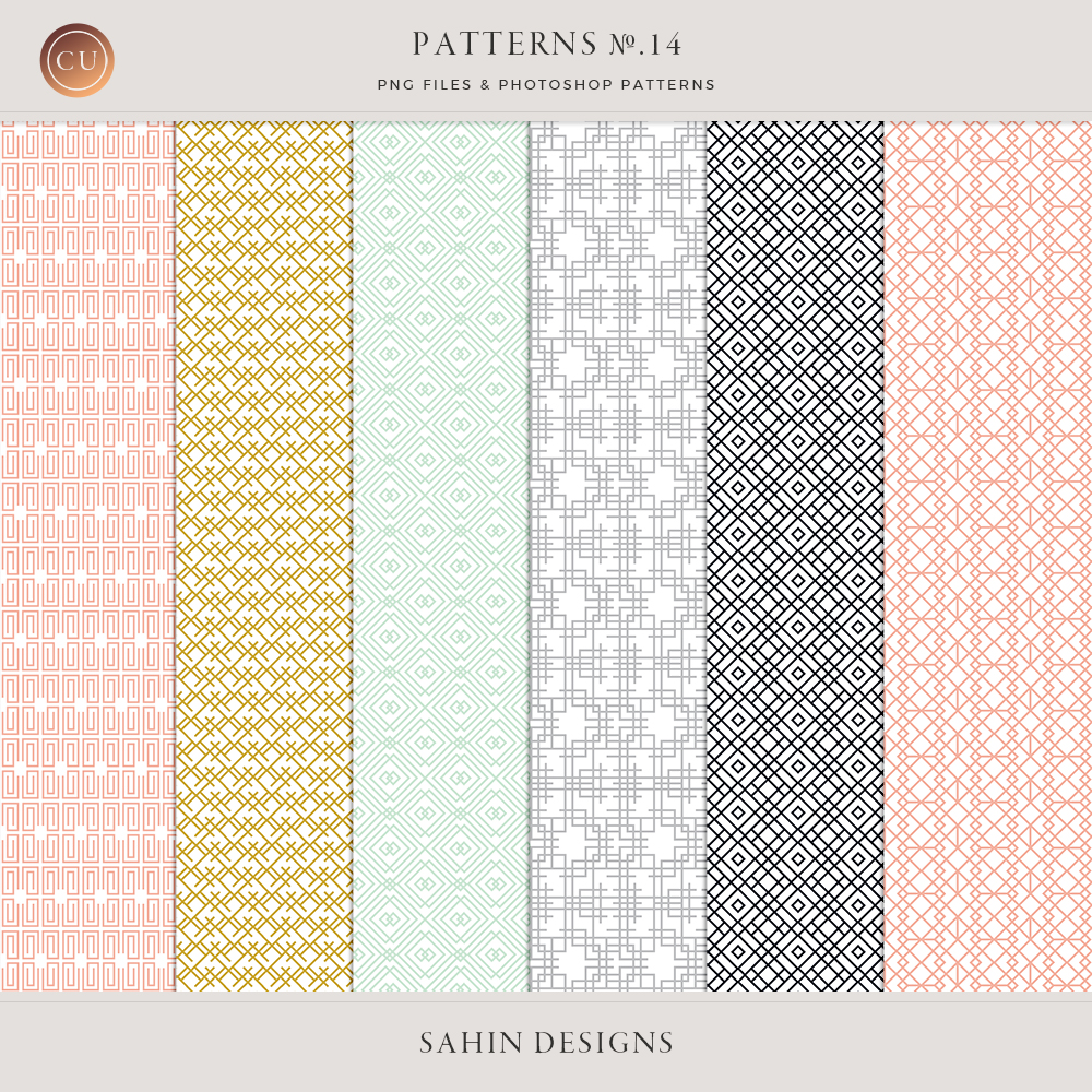 Patterns No.14 by Sahin Designs. Commercial Use Digital Scrapbook Supplies. Click to download the kit. Pin & save for later!