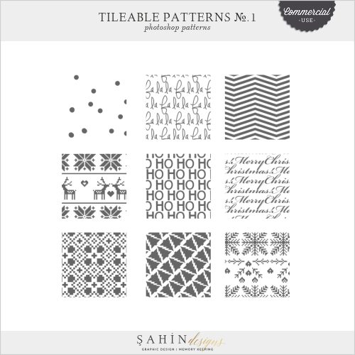 Tileable Photoshop Patterns No.1 by Sahin Designs | Commercial Use Digital Scrapbook Supplies