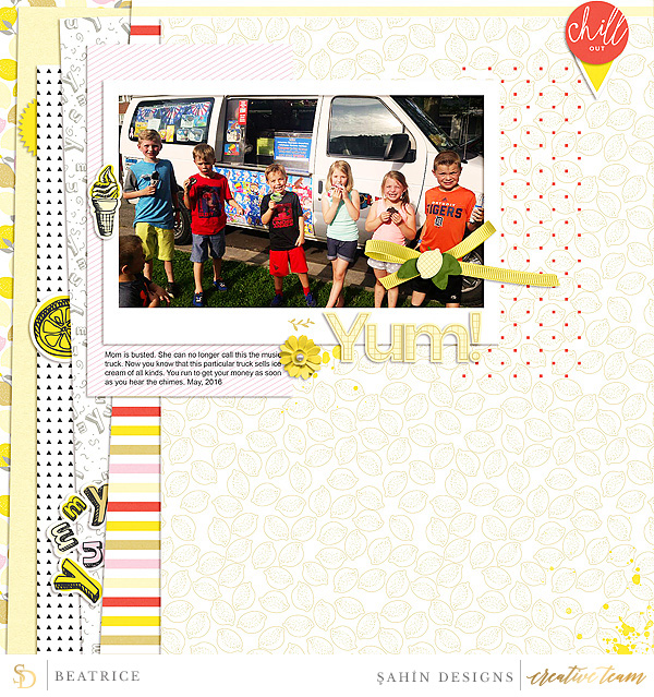 Digital scrapbook layout using Lemonade collection by Sahin Designs. Click thru to see more inspirations. Pin & save for later!