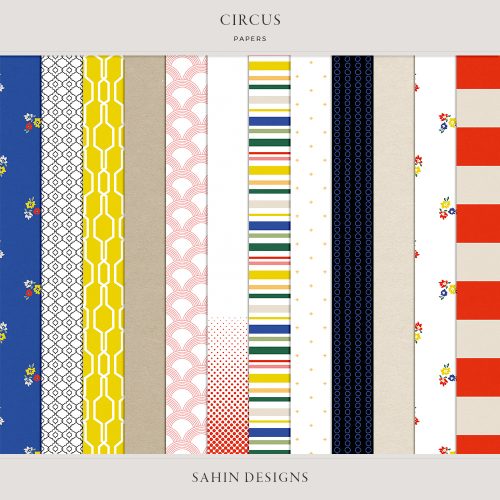Circus Digital Scrapbook Papers -Sahin Designs