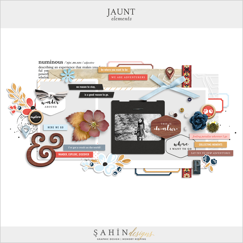 Jaunt Digital Scrapbook Elements by Sahin Designs. Click to download. Pin & save for later!