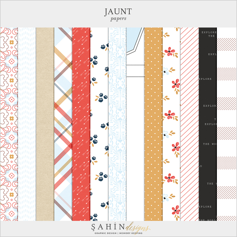 Jaunt Digital Scrapbook Papers by Sahin Designs. Click to download. Pin & save for later!