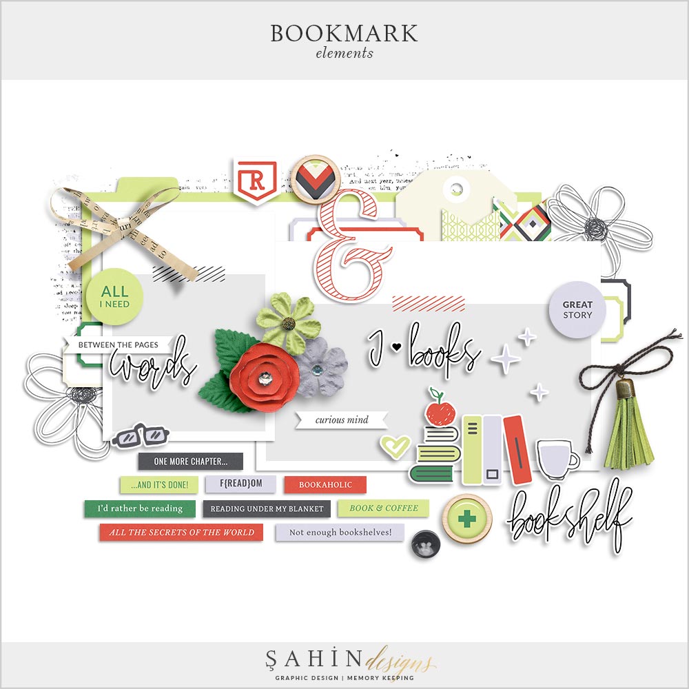 Bookmark Digital Scrapbook Elements Pack | Sahin Designs