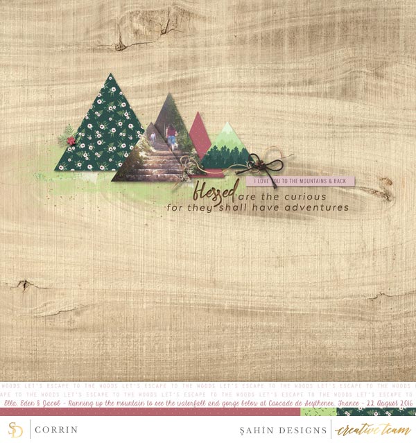 Digital scrapbook layout using Woodnote collection by Sahin Designs. Click thru to see more inspirations. Pin & save for later!