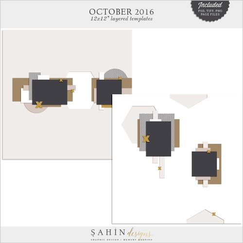 Digital Scrapbook Layout Template / Sketch | Sahin Designs | October 2016