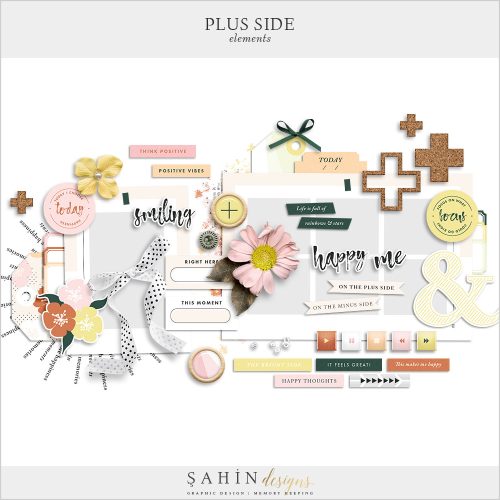 Plus Side Digital Scrapbook Elements Pack - Sahin Designs