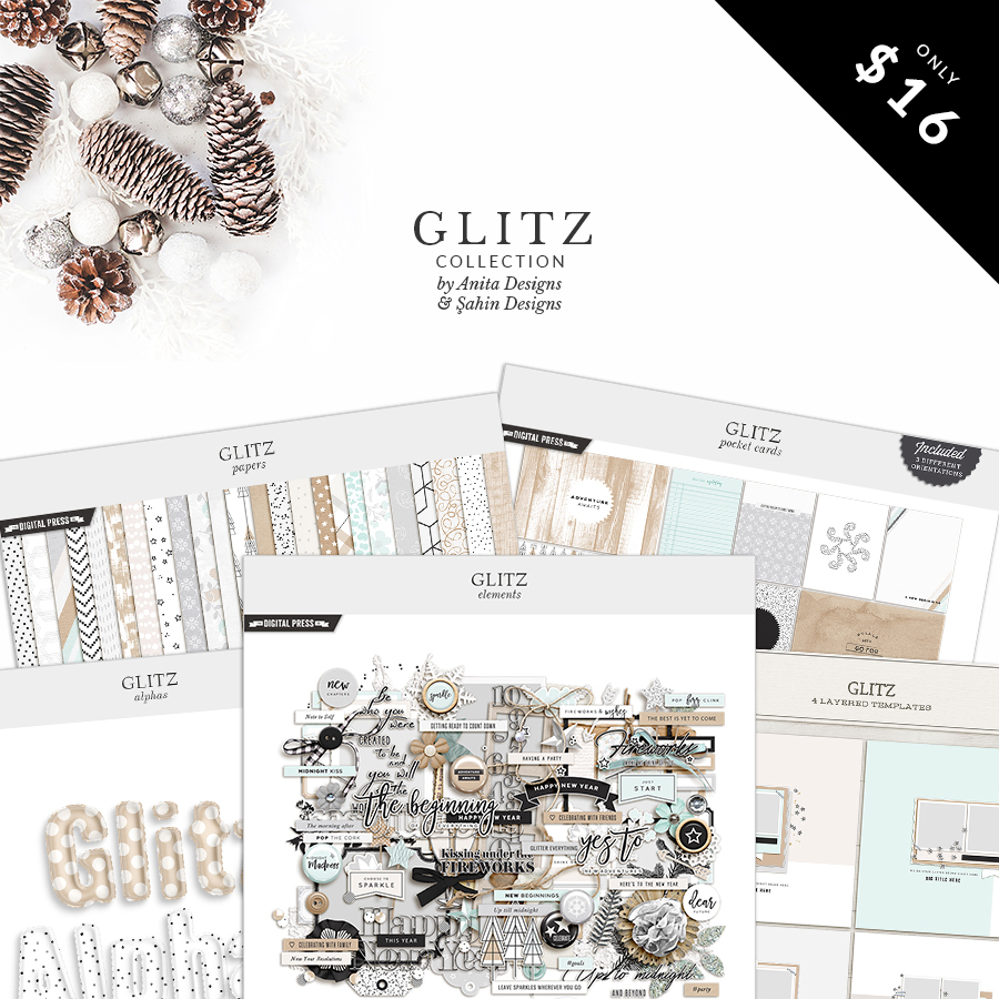 Glitz Digital Scrapbook Collection - New Year Theme - Sahin Designs