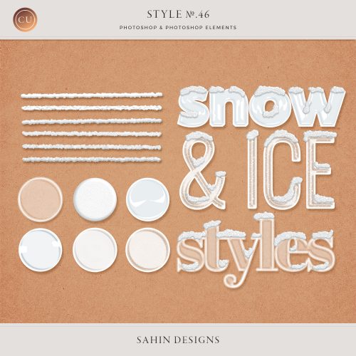 Ice-Snow Photoshop Layer Styles - Sahin Designs - CU Digital Scrapbook