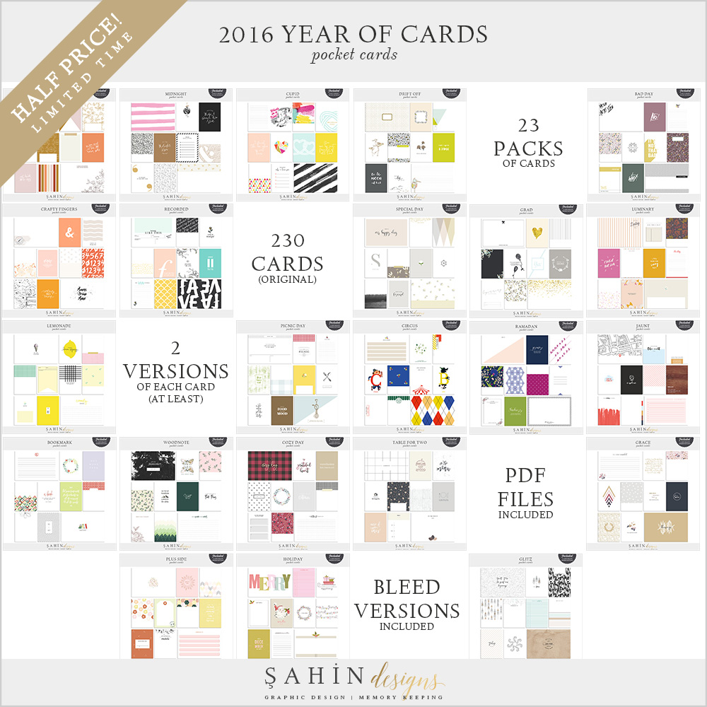 2016 Digital Scrapbook Cards Bundle - Sahin Designs
