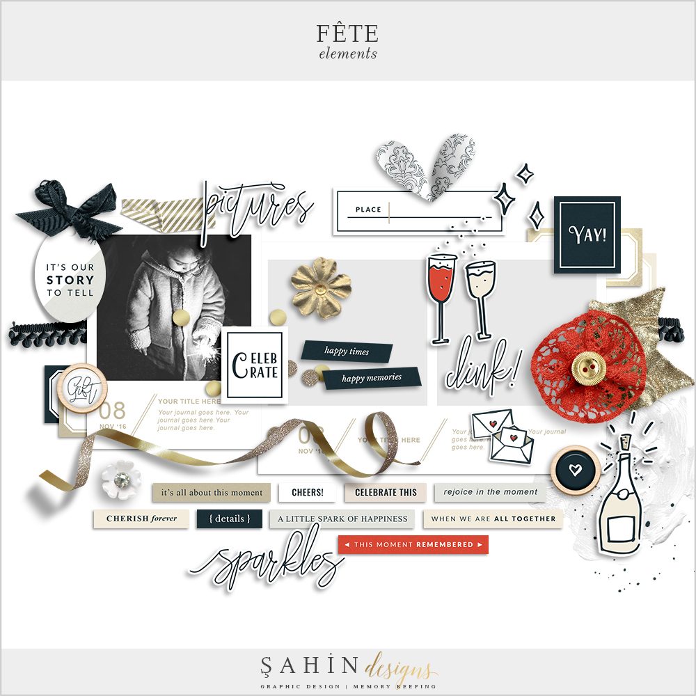 Fête Digital Scrapbook Elements Pack - Celebrations Theme - Sahin Designs