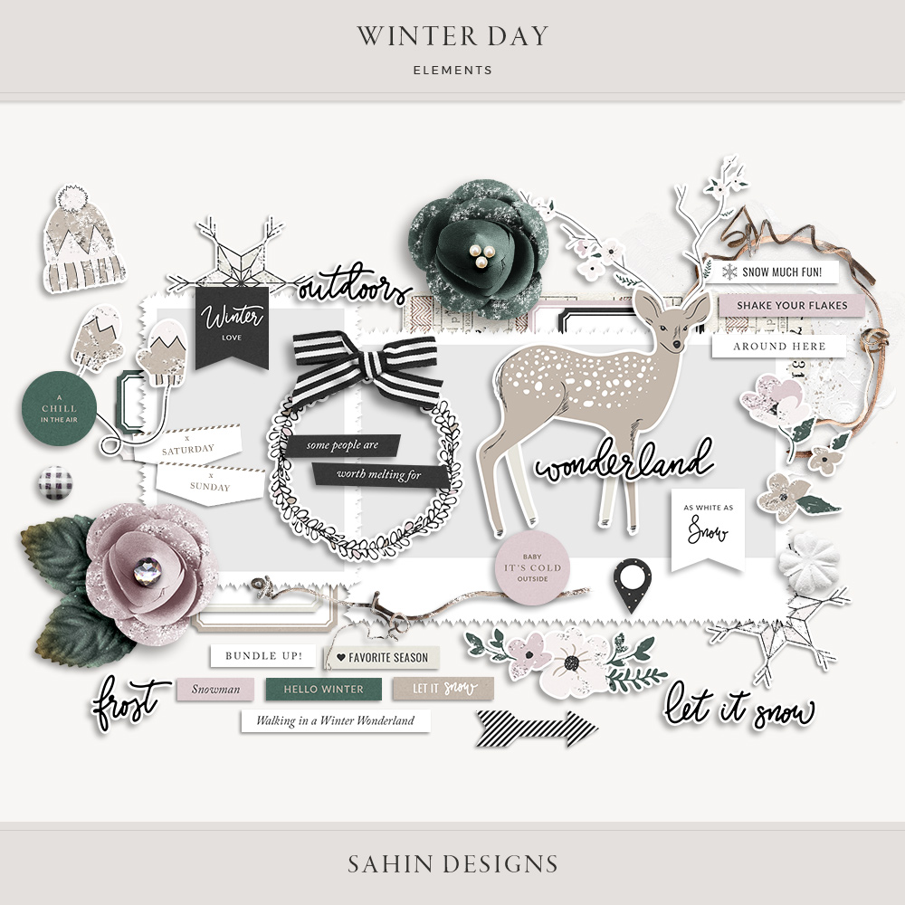 Winter Day Digital Scrapbook Elements - Sahin Designs