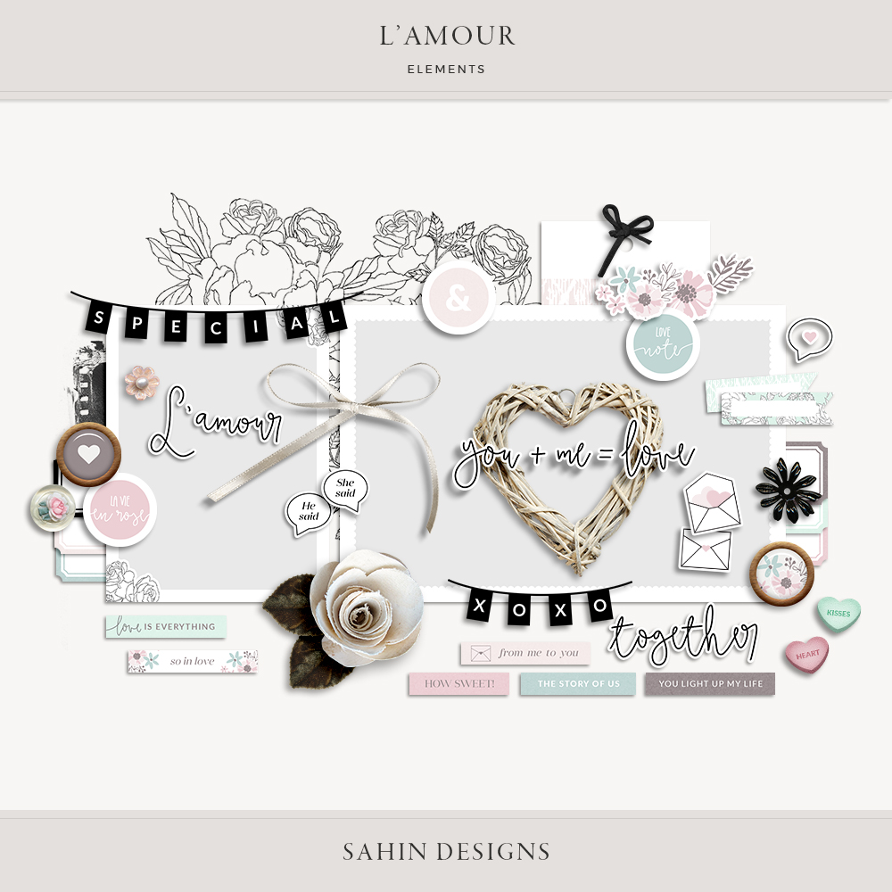 L'amour Digital Scrapbook Elements - Sahin Designs