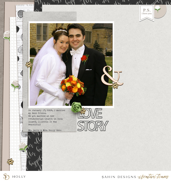 Wedding Digital Scrapbook Layout - Sahin Designs