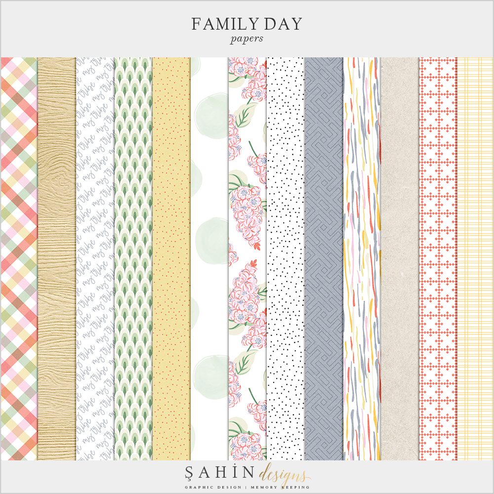Family Day Digital Scrapbook Papers - Sahin Designs