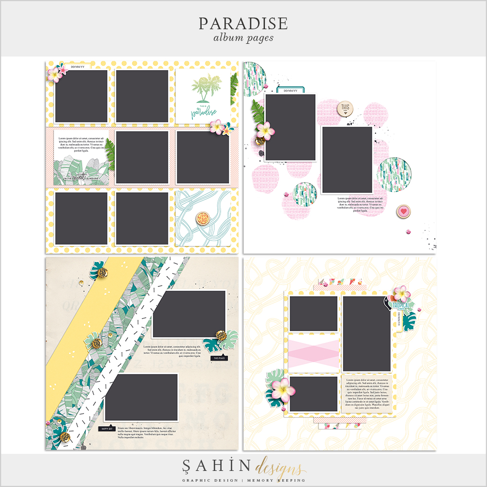 Paradise Digital Scrapbook Quick Pages - Sahin Designs