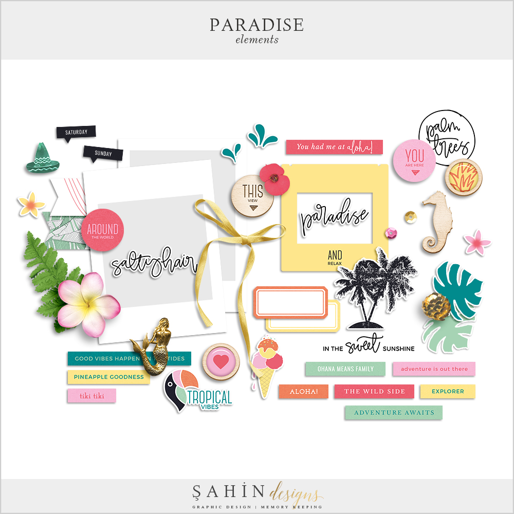Paradise Digital Scrapbook Elements - Sahin Designs