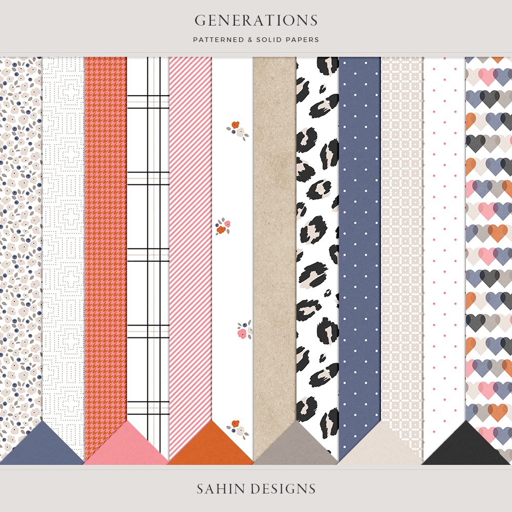 Generations Digital Scrapbook Papers - Sahin Designs