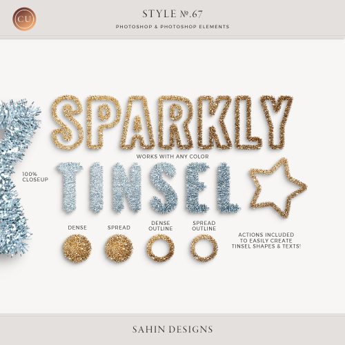 Tinsel Photoshop layer styles - Sahin Designs - CU Digital Scrapbook