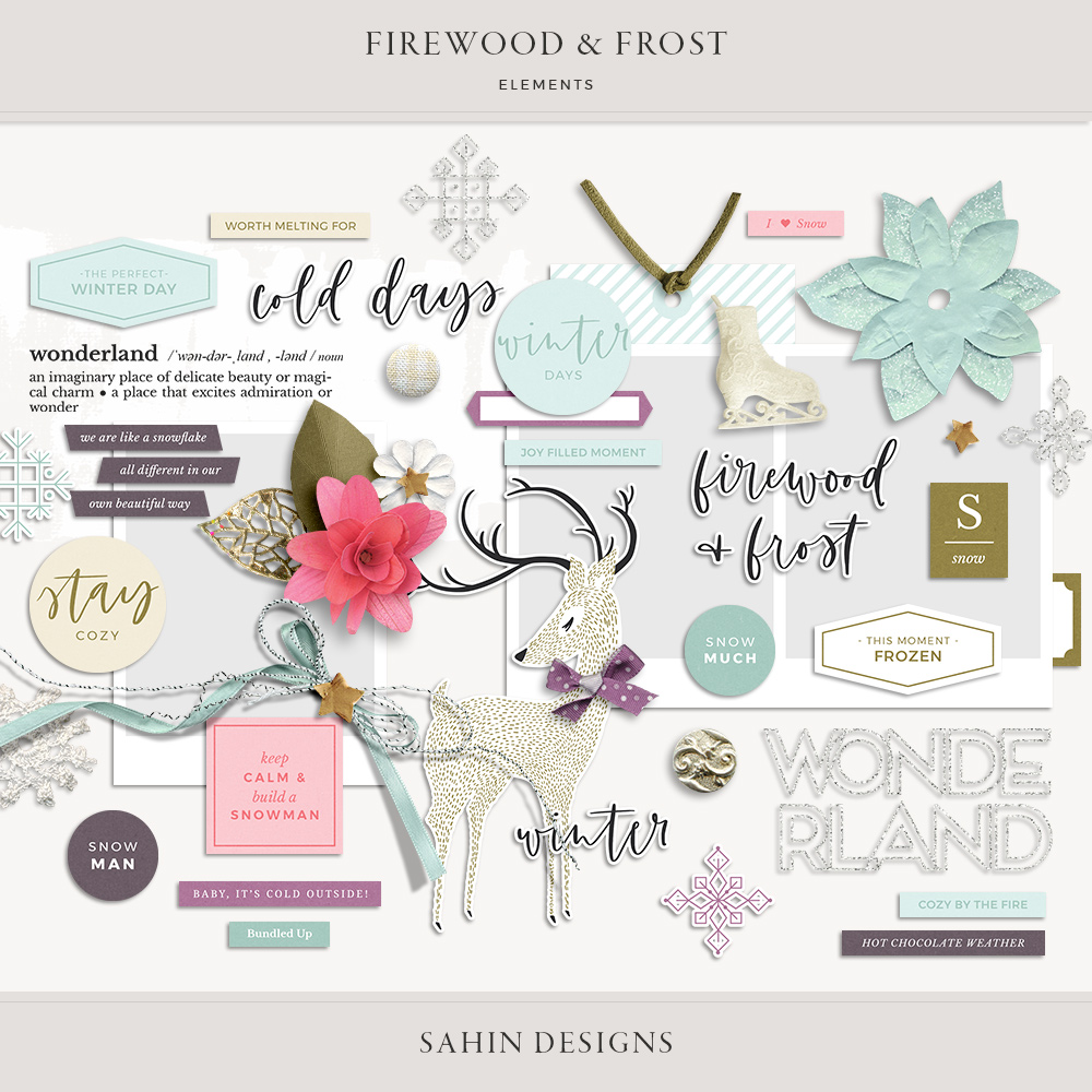 Firewood & Frost Digital Scrapbook Elements - Sahin Designs