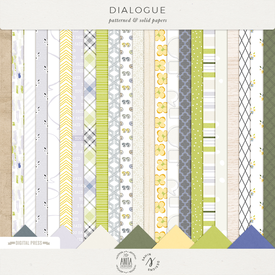 Dialogue Digital Scrapbook Paper - Sahin Designs