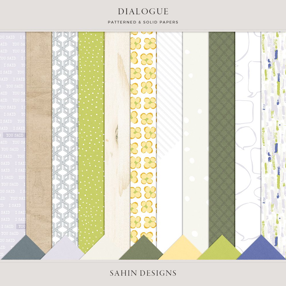 Dialogue Digital Scrapbook Papers - Sahin Designs