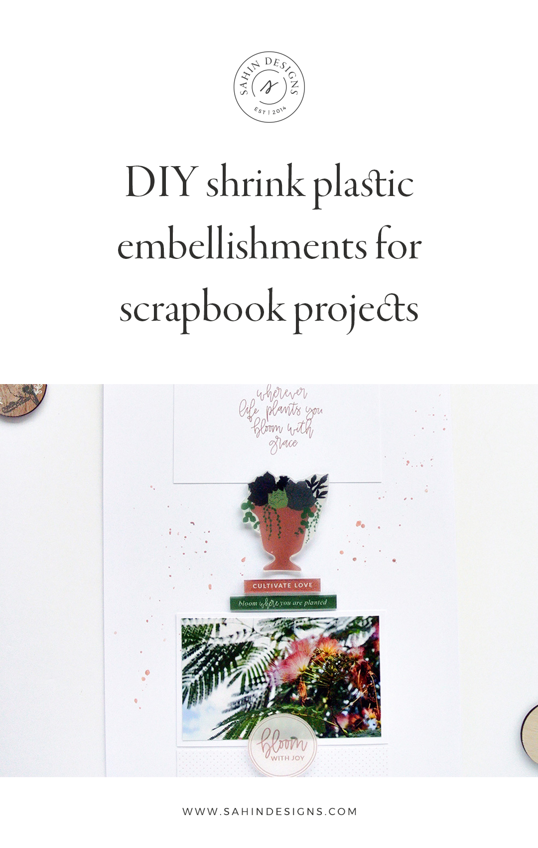 DIY shrink plastic embellishments for scrapbook projects - Sahin Designs