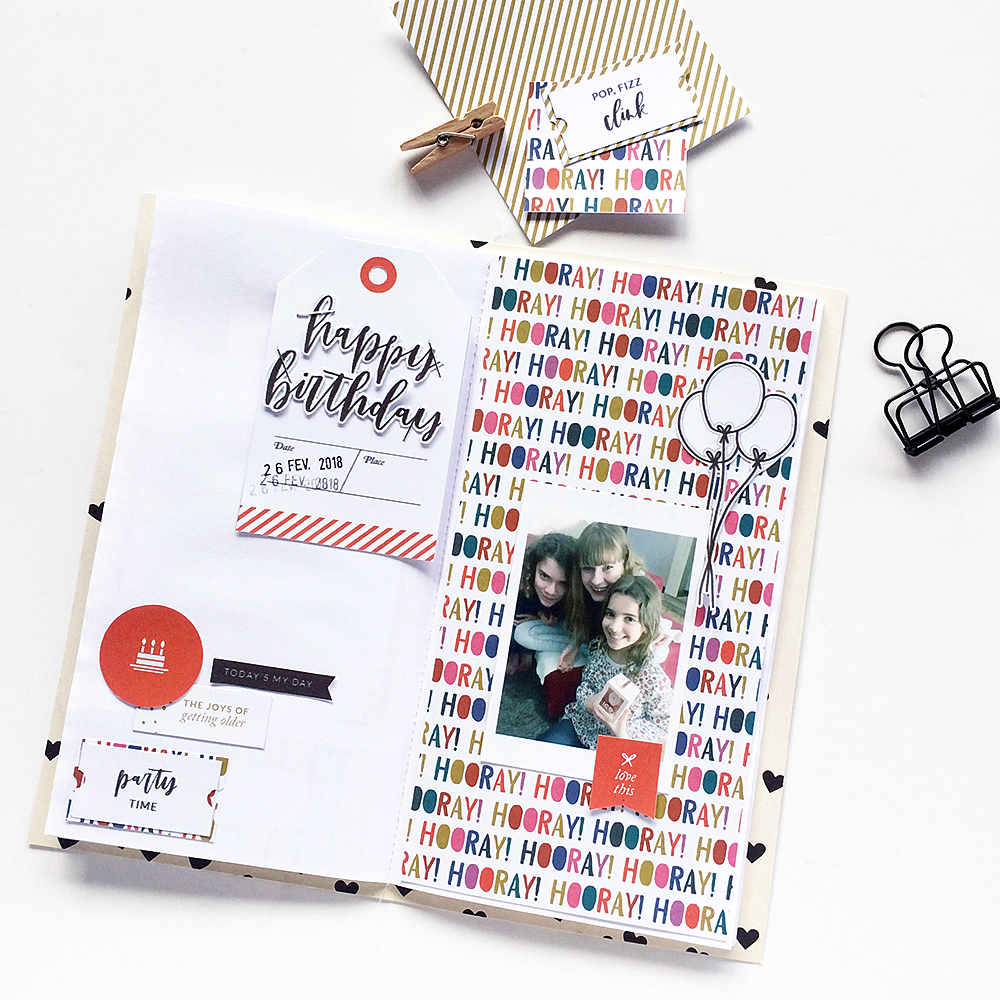 Birthday hybrid scrapbook layout - Sahin Designs