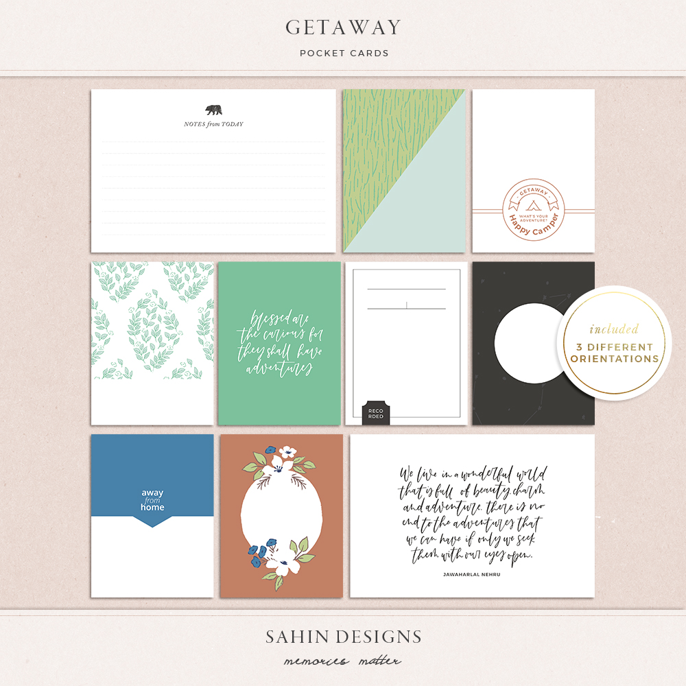 Getaway Printable Pocket Cards - Sahin Designs