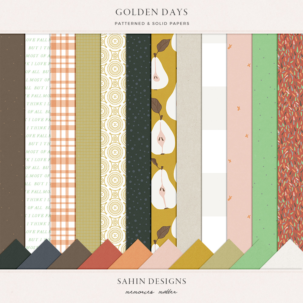 Golden Days Digital Scrapbook Papers - Sahin Designs