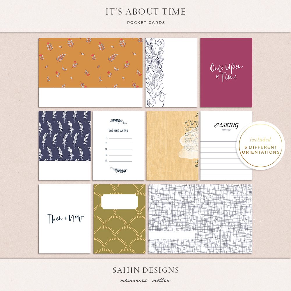 It's About Time Digital Printable Pocket Cards - Sahin Designs