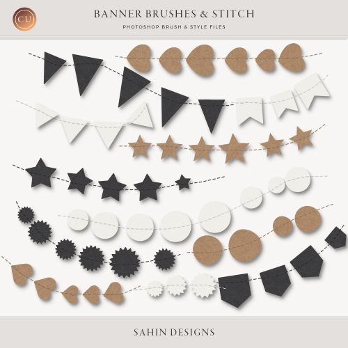 Banner & Stitch Photoshop Brushes - Sahin Designs