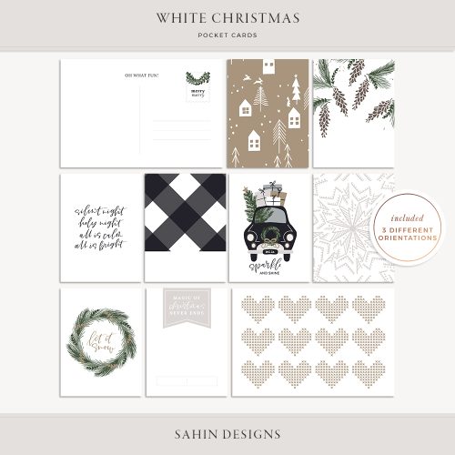 White Christmas Printable Pocket Cards - Sahin Designs