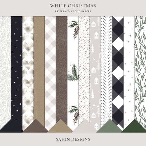 White Christmas Digital Scrapbook Papers - Sahin Designs
