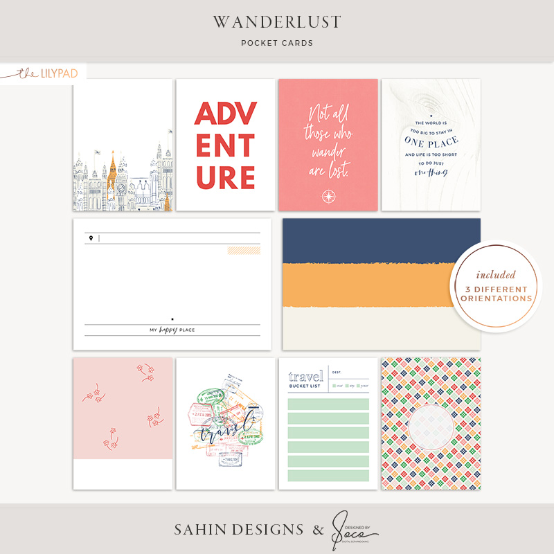 Wanderlust Printable Pocket Cards - Sahin Designs - Designed by Soco