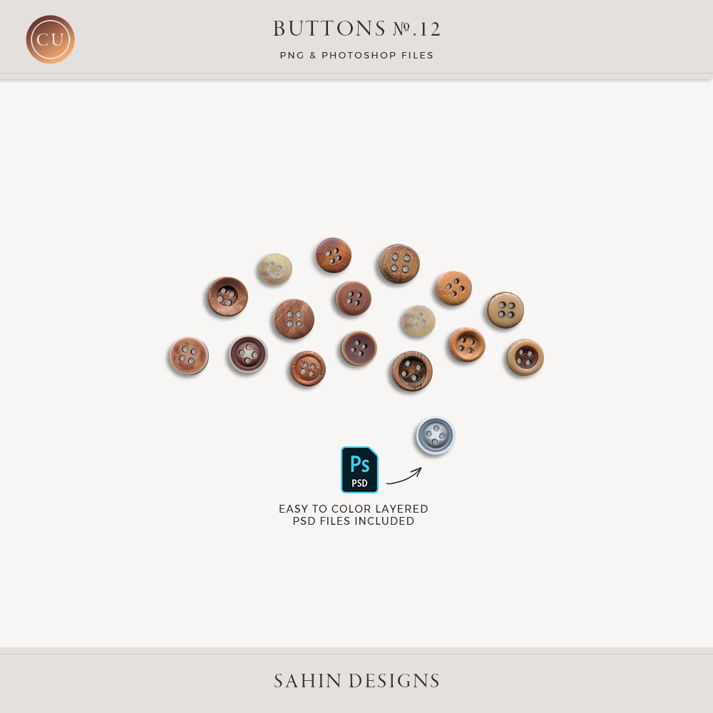 Extracted Vintage Buttons - Sahin Designs - CU Digital Scrapbook