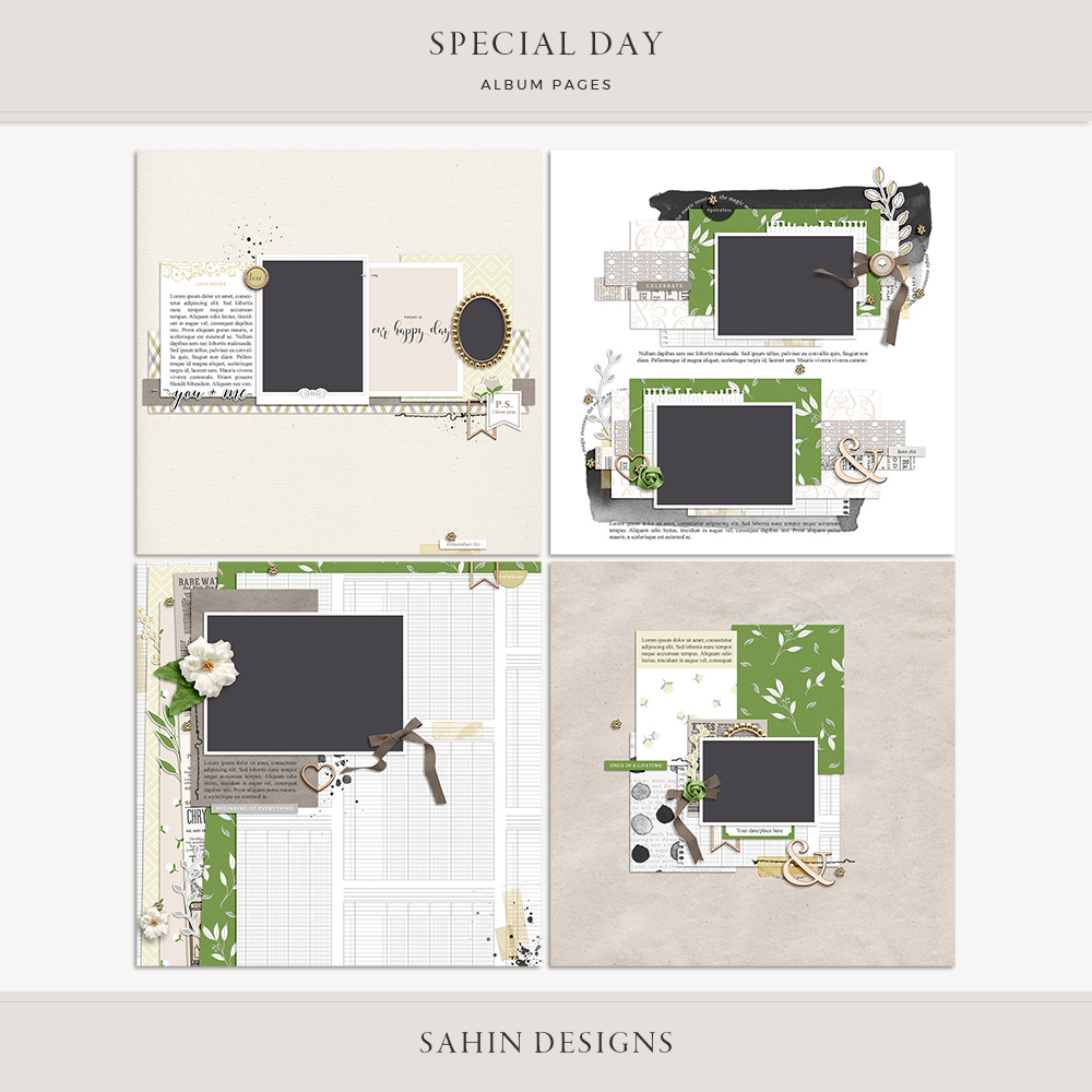 Special Day Digital Scrapbook Album Pages - Sahin Designs