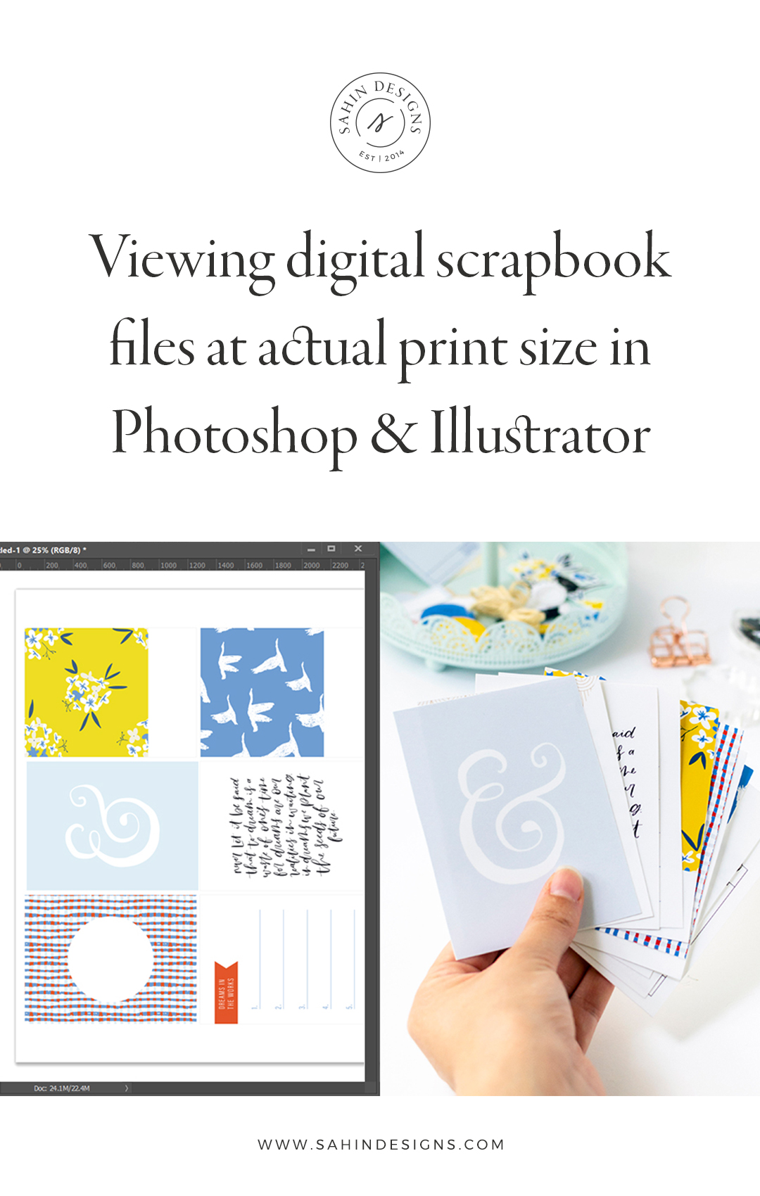 actual print size, Photoshop print size, Illustrator print size, scrapbook tip