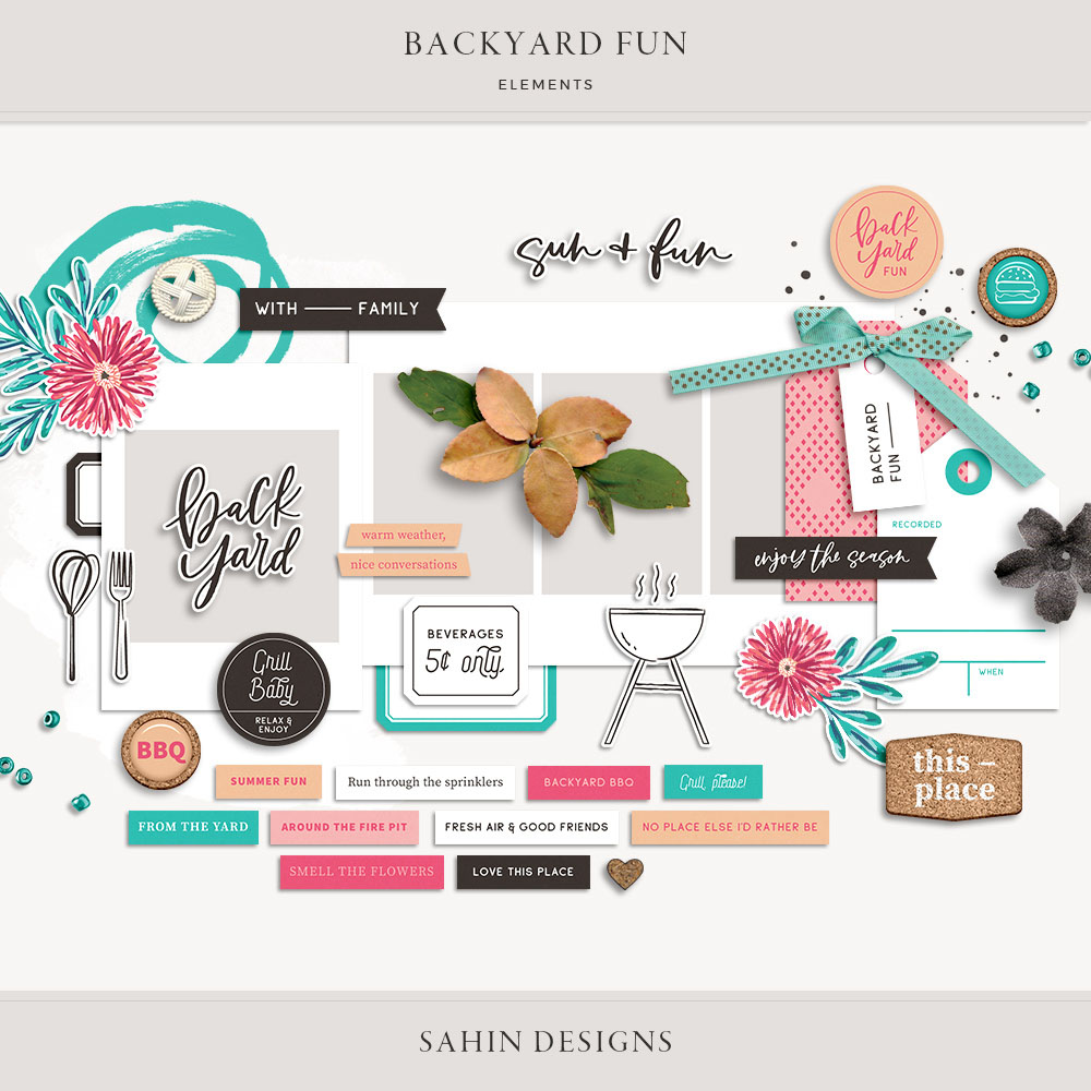 Backyard Fun Digital Scrapbook Elements - Sahin Designs