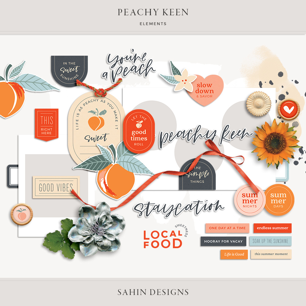 Peachy Keen Digital Scrapbook Elements - Sahin Designs