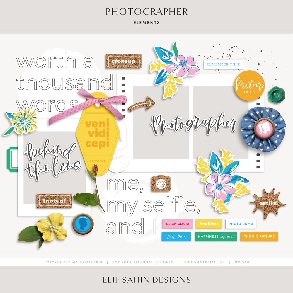 Photographer Digital Scrapbook Elements - Elif Sahin Designs