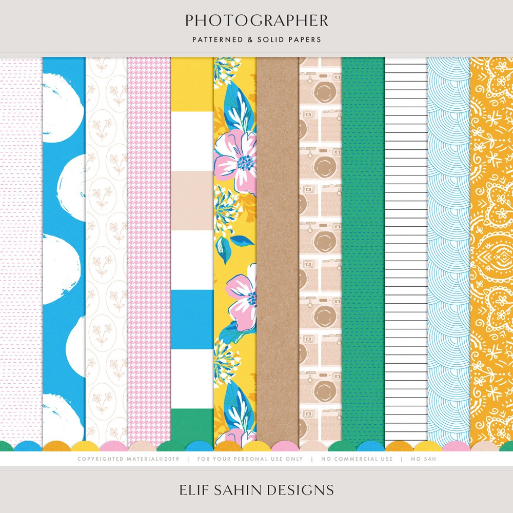 Photographer Digital Scrapbook Papers - Elif Sahin Designs