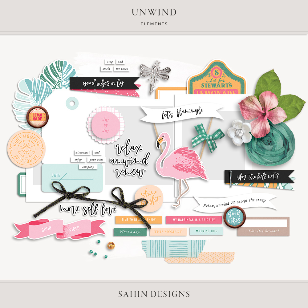 Unwind Digital Scrapbook Elements -Sahin Designs