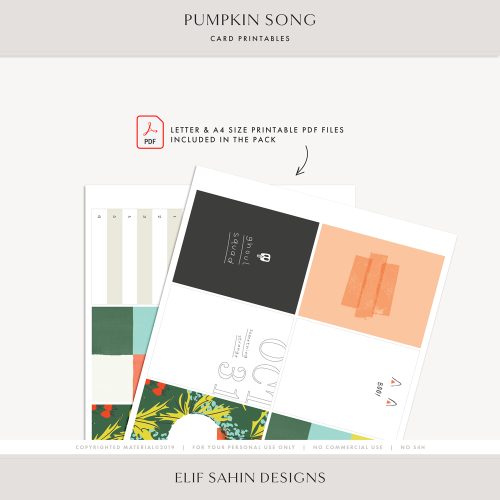 Pumpkin Song Printable Pocket Cards - Elif Sahin Designs